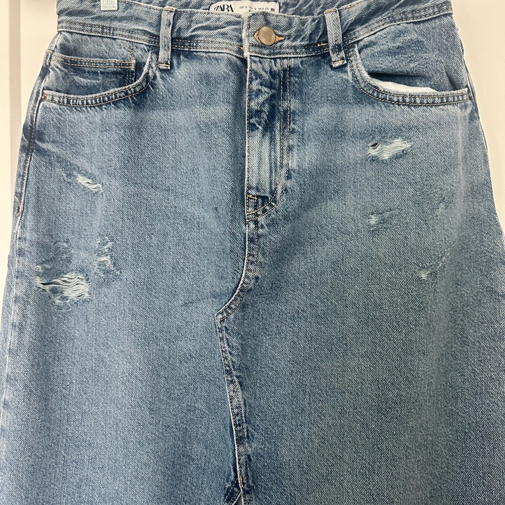 Zara jeans maxi skirt